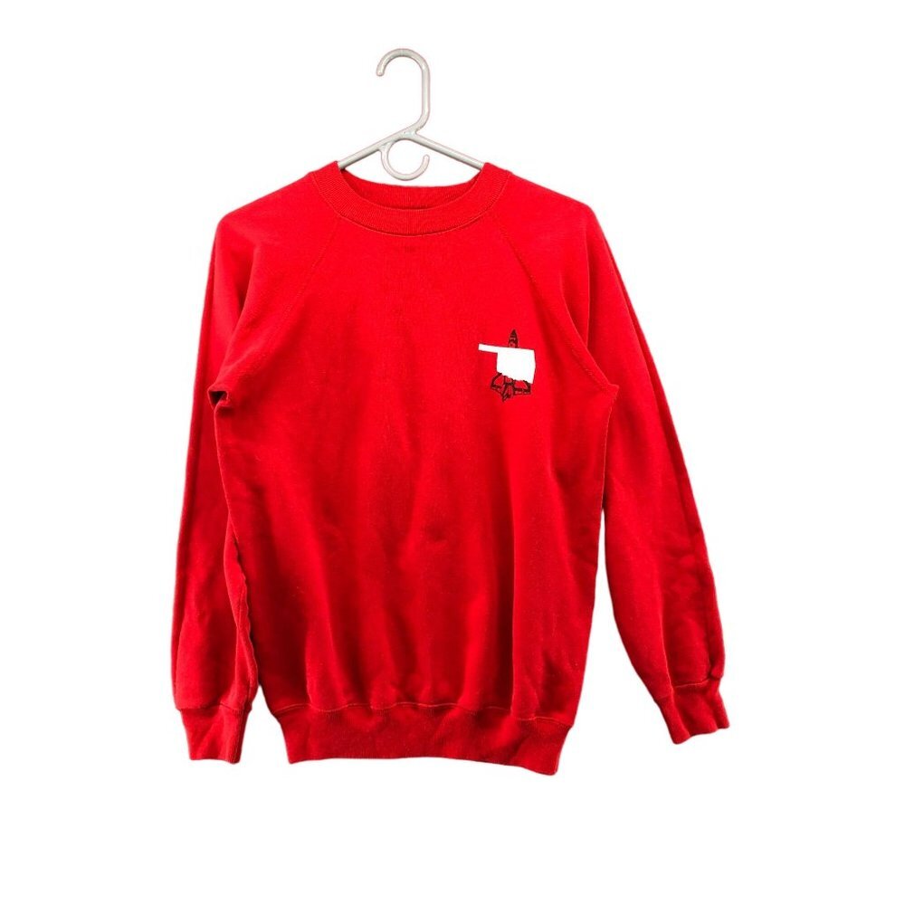 VTG‎ Hanes Red Crewneck Pullover Sweatshirt Norman Young Astronauts Rocket Sz M